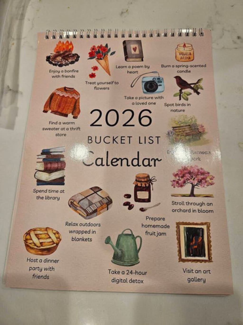 2026 Bucket List Spiral Calendar